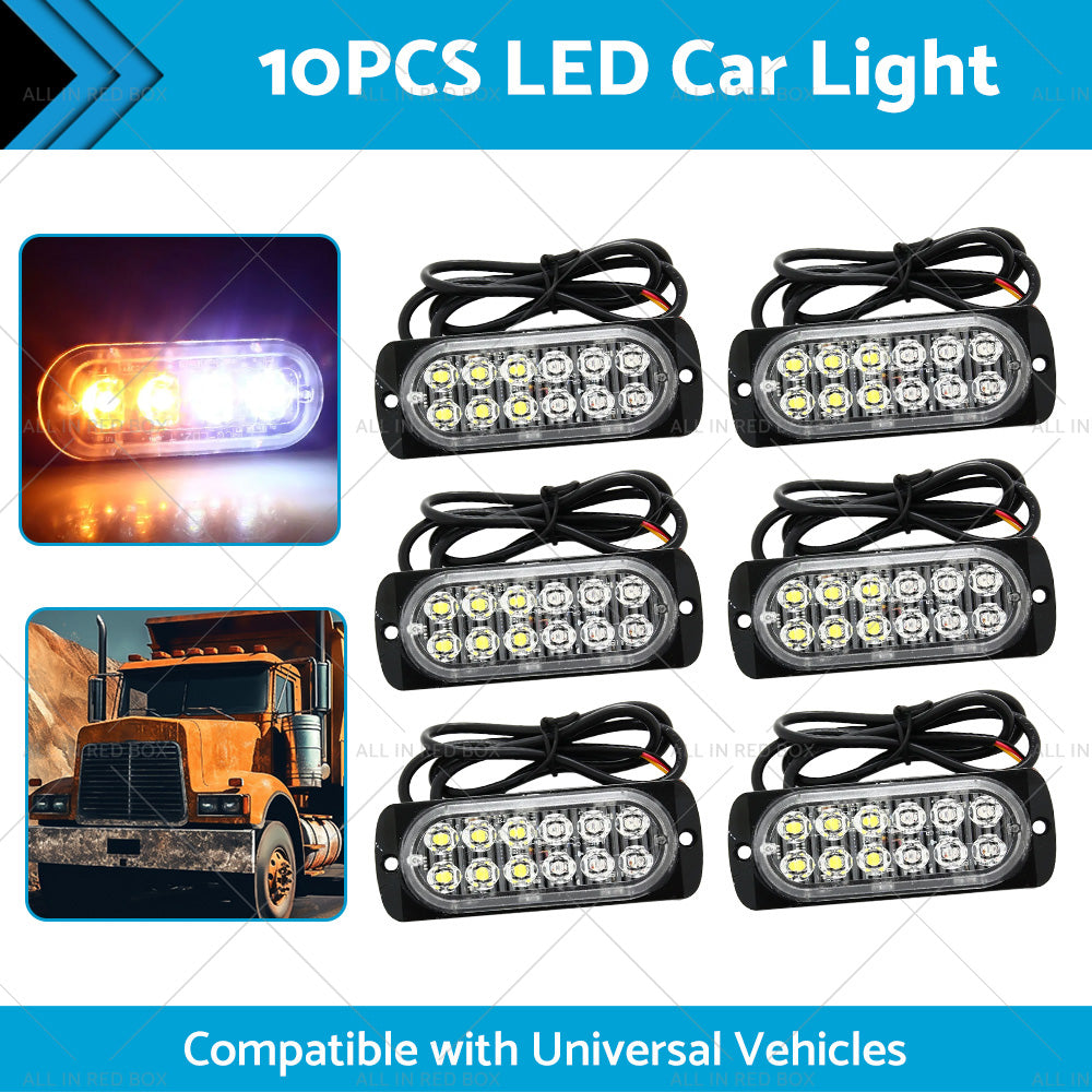 {{ 10x Amber White LED Car Emergency Beacon Warning Hazard Flashing Strobe Light }} - Buy Car Parts Online at {{ Kaka Auto Parts }}.
