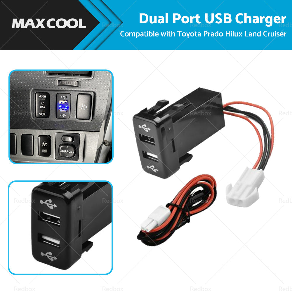 {{ Dual USB Socket Audio Charger Suitable For Toyota Hilux Prado Land Cruiser }} - Buy Car Parts Online at {{ Kaka Auto Parts }}.
