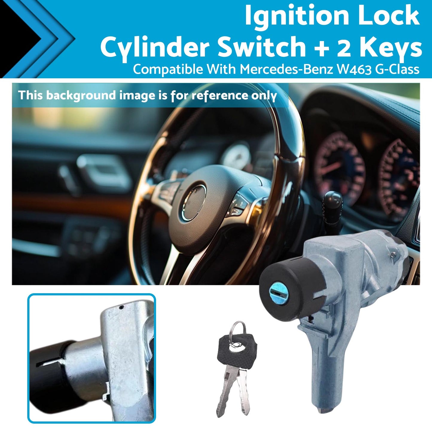 {{ Ignition Lock Cylinder Switch + 2Keys Suitable For Benz W463 G-Class 0014621630 }} - Buy Car Parts Online at {{ Kaka Auto Parts }}.