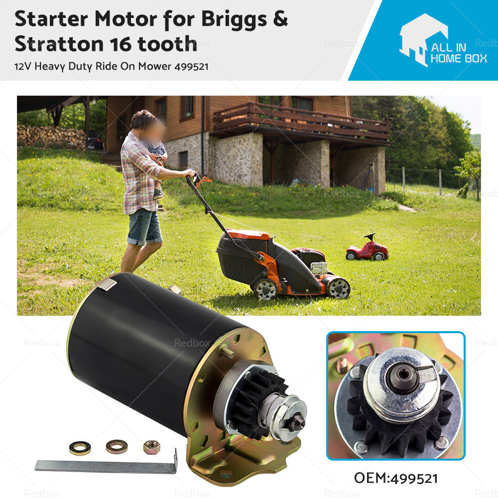 {{ Starter Motor for Briggs and Stratton 16 tooth 12V Heavy Duty Ride On Mower 499521 }} - Buy Car Parts Online at {{ Kaka Auto Parts }}.
