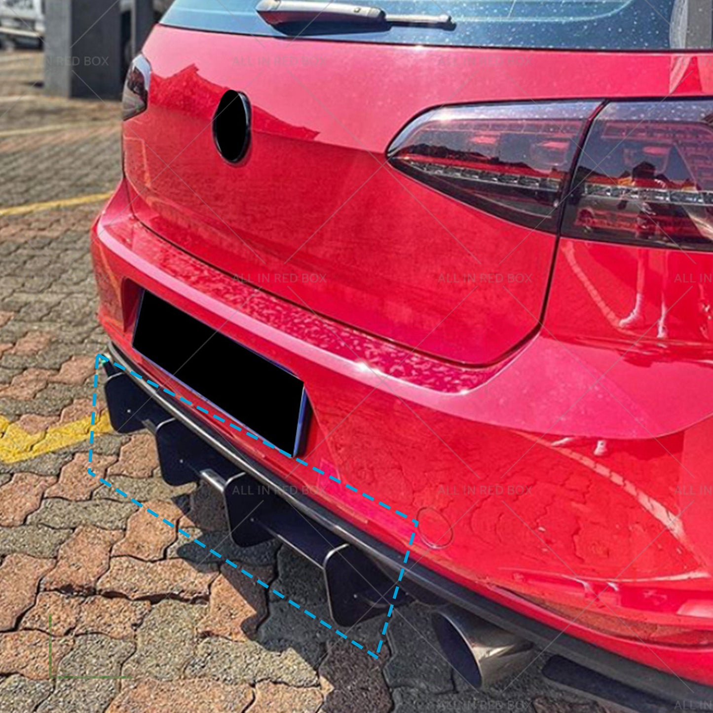 {{ 4 Fins Rear Bumper Diffuser Lip Spoiler Suitable For Volkswagen VW Golf MK7 GTI }} - Buy Car Parts Online at {{ Kaka Auto Parts }}.