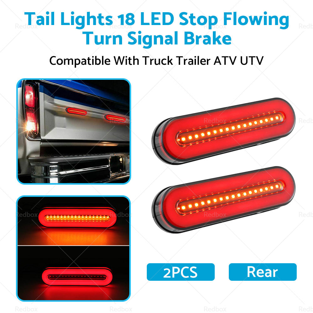{{ 2X Tail Lights 18 LED Stop Flowing Turn Signal Brake Rear Truck Trailer ATV UTV }} - Buy Car Parts Online at {{ Kaka Auto Parts }}.