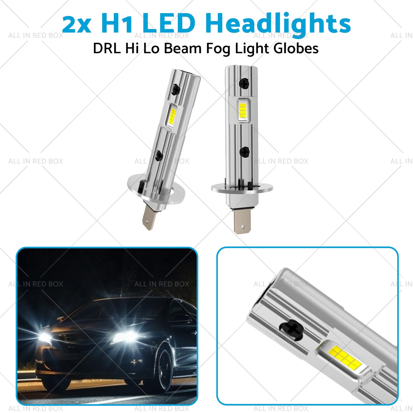 {{ 2x H1 LED Headlights DRL Hi Lo Beam Fog Light Globes 13W 6000K White Lamp Bulbs }} - Buy Car Parts Online at {{ Kaka Auto Parts }}.