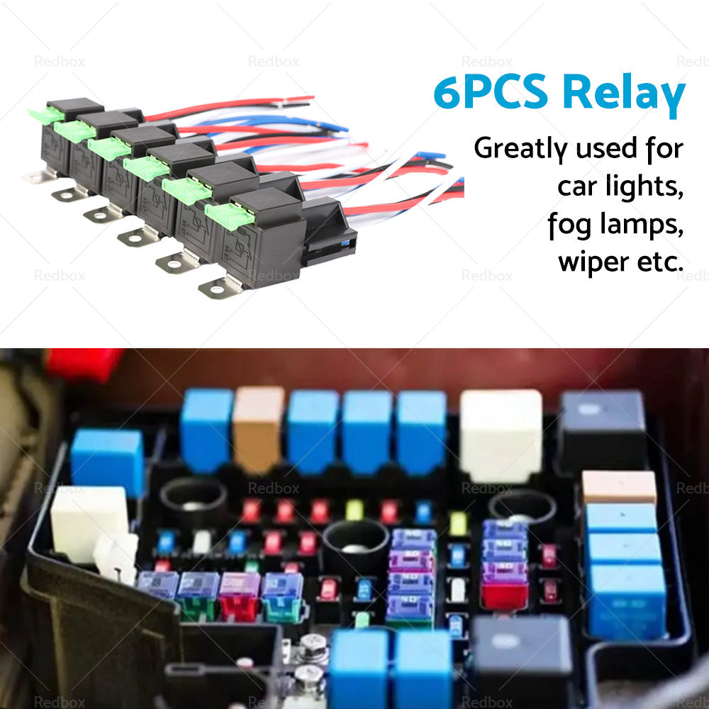 {{ 6PCS 12V Relay 4 PIN Automotive 30AMP 30A Normally Open Contact Fused 30A Fuse }} - Buy Car Parts Online at {{ Kaka Auto Parts }}.