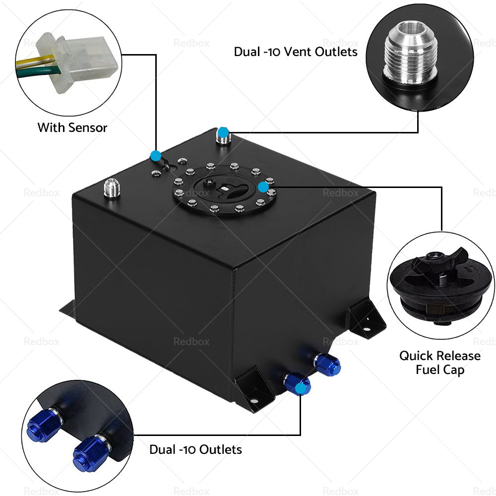 {{ 20 Gallon 80 Litre Black Aluminum Fuel Cell w Sending Unit }} - Buy Car Parts Online at {{ Kaka Auto Parts }}.