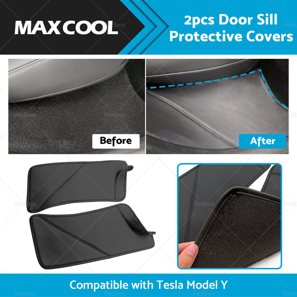 {{ 2PCS PU Rear Door Sill Protector Cover Pad Suitable for Tesla Model Y 2020-2022 }} - Buy Car Parts Online at {{ Kaka Auto Parts }}.