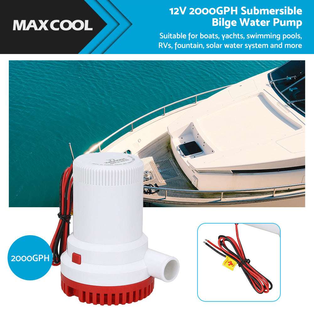 {{ 2000 GPH 12v Boat Marine Plumbing Bilge Water Pump Submersible Electric Pump }} - Buy Car Parts Online at {{ Kaka Auto Parts }}.