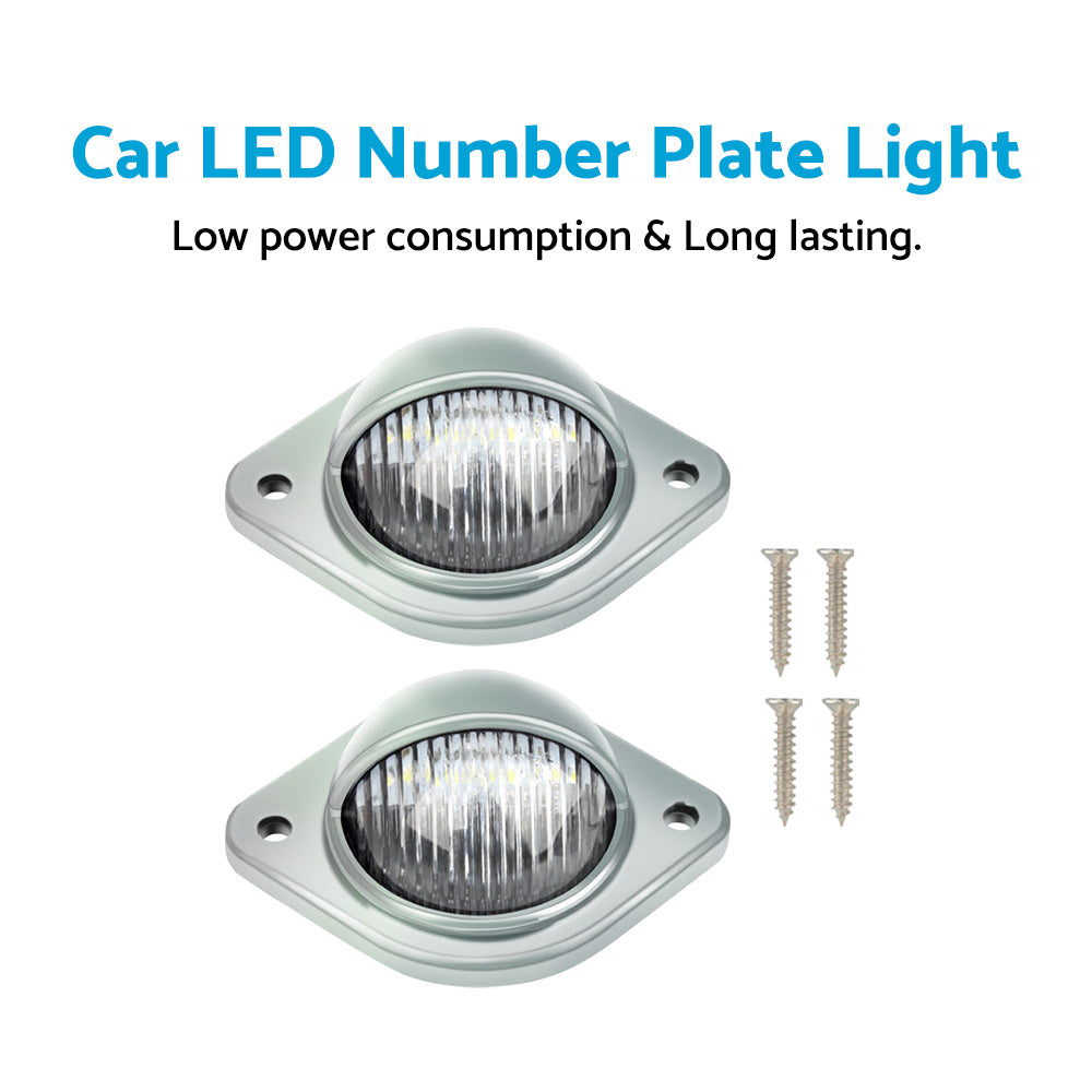 {{ 2x Car LED Number Plate Lights 12V Chrome For Trailer Truck Caravan Van Boat }} - Buy Car Parts Online at {{ Kaka Auto Parts }}.