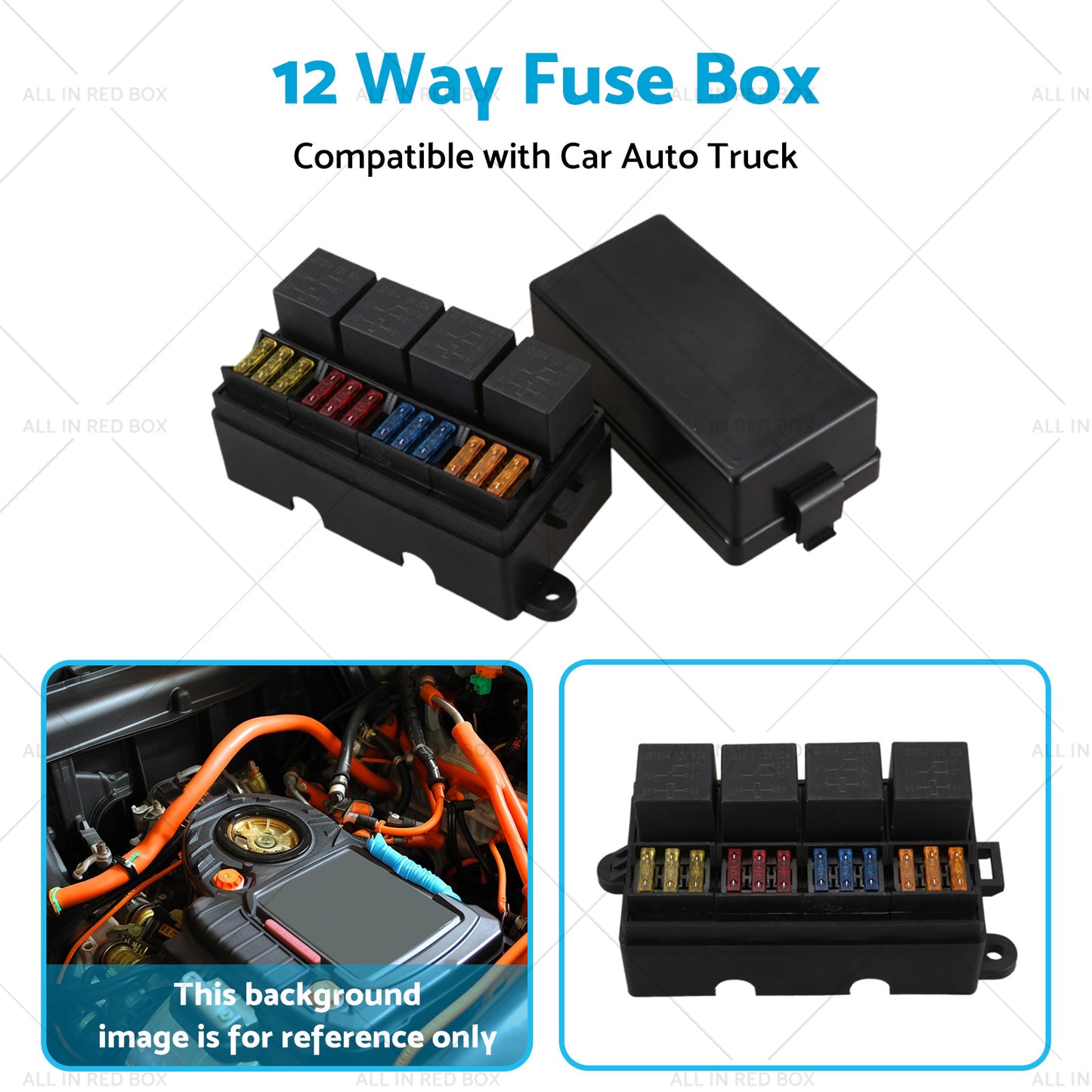 {{ 12 Way Blade Fuse Box 4-Relay Holder and Terminal and Fuse 12V 40A Car Auto Truck 4Pin }} - Buy Car Parts Online at {{ Kaka Auto Parts }}.