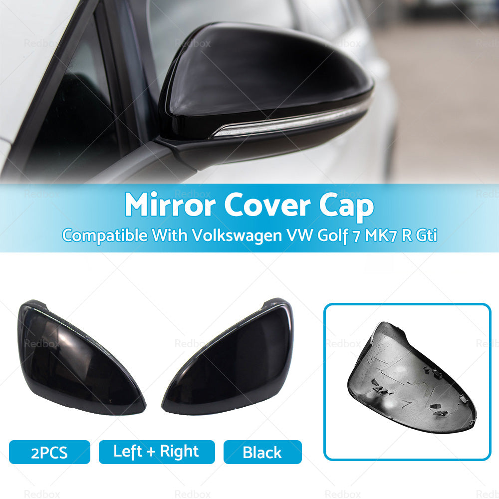 {{ Glossy Black Mirror Cover Cap Suitable For Volkswagen VW Golf 7 MK7 R Gti 14-19 }} - Buy Car Parts Online at {{ Kaka Auto Parts }}.