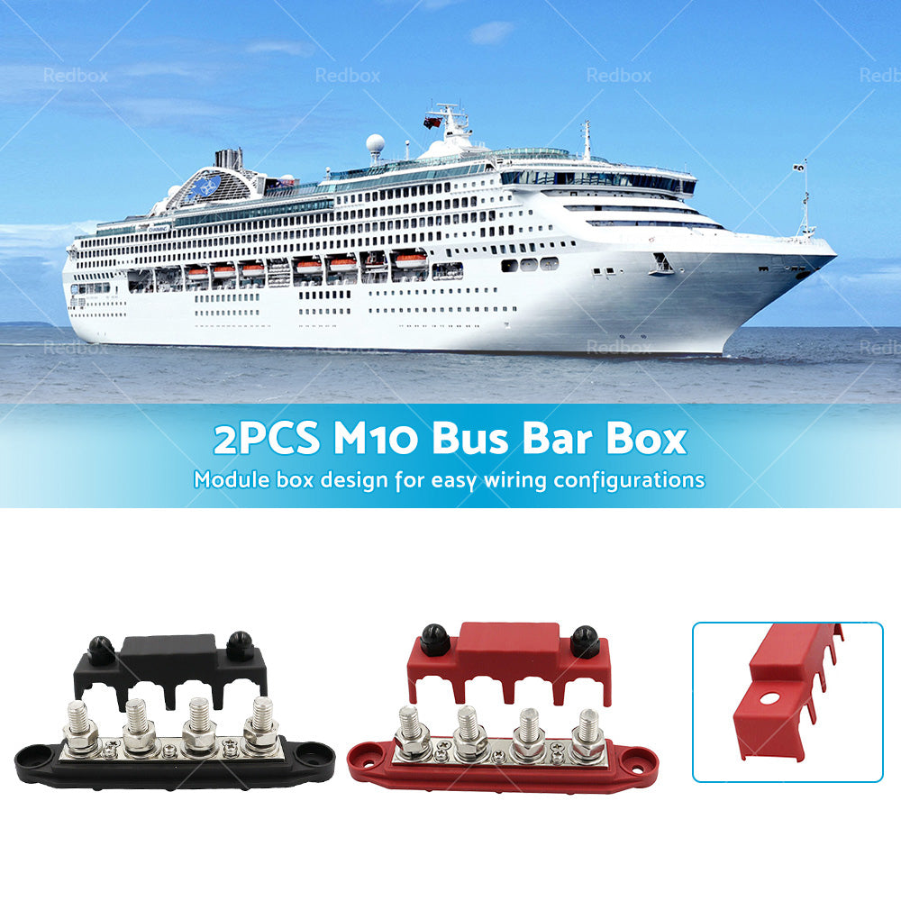 {{ 2PCS M10 4 Post 250A DC 48V Studs Bus Bar Power Distribution Box Terminal Block }} - Buy Car Parts Online at {{ Kaka Auto Parts }}.