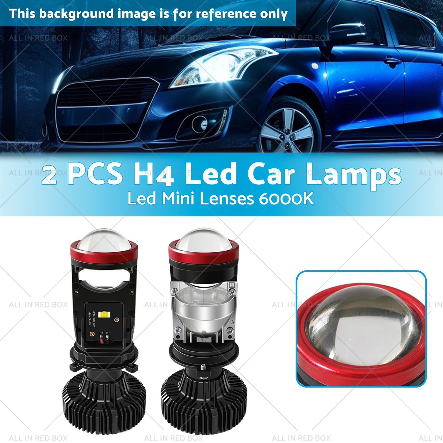 {{ 2x Led Car Lamps H4 Y7D Bi Led Mini Lenses 6000K }} - Buy Car Parts Online at {{ Kaka Auto Parts }}.