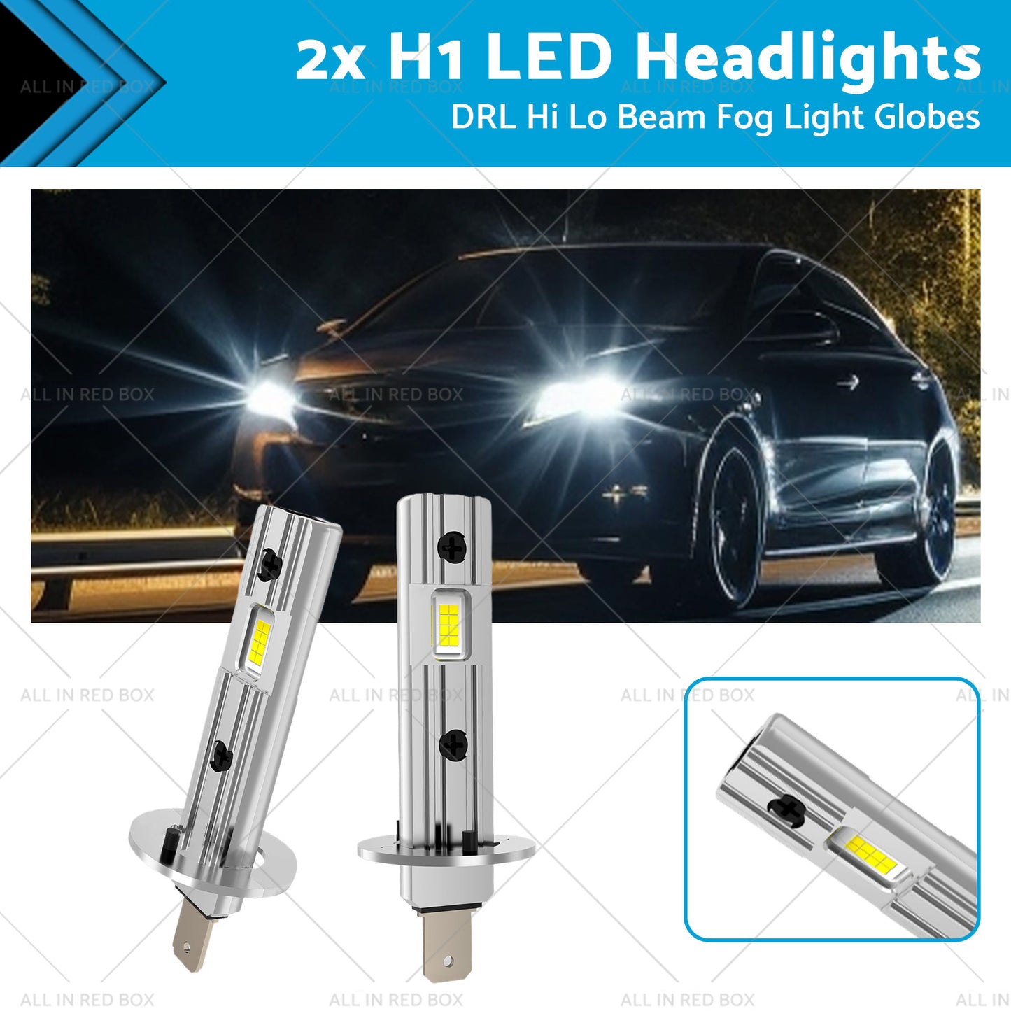 {{ 2x H1 LED Headlights DRL Hi Lo Beam Fog Light Globes 13W 6000K White Lamp Bulbs }} - Buy Car Parts Online at {{ Kaka Auto Parts }}.