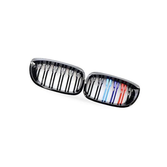 Gloss Black Dual Line Tri-Color M Style Grille Suitable for BMW 3 Series E46