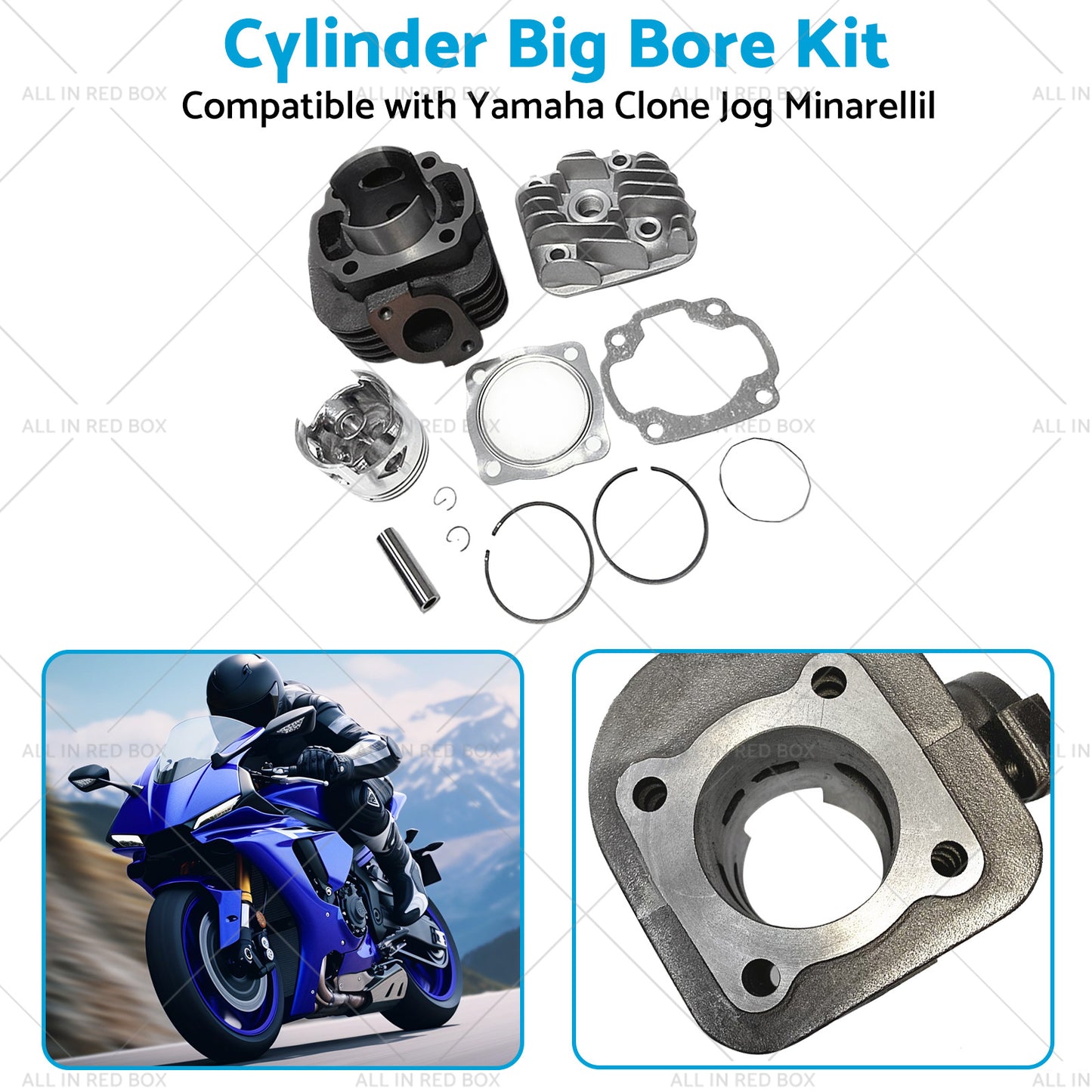 {{ 47mm Big Bore Head Cylinder Piston Kit Suitable for Yamaha Clone Jog50 to 70CC }} - Buy Car Parts Online at {{ Kaka Auto Parts }}.