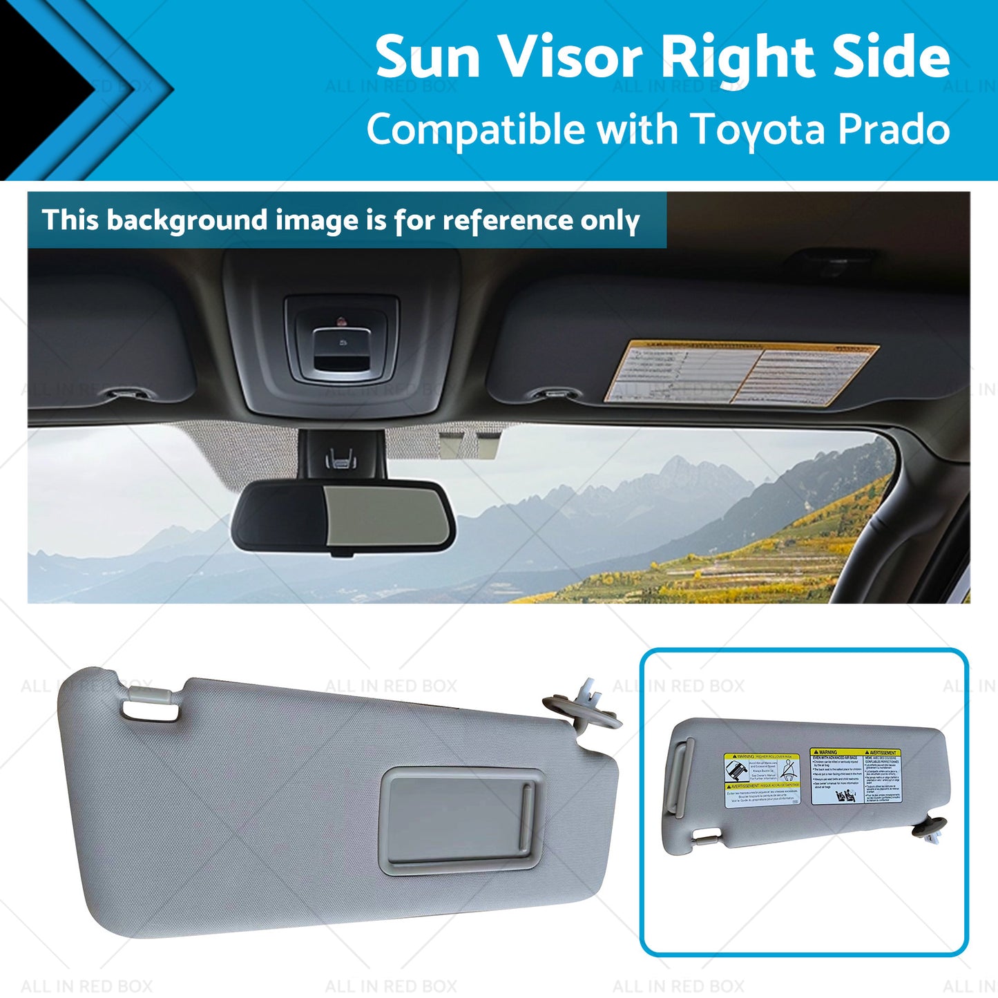 {{ 7431035A90B1 Sun Visor Right Side Suitable for Toyota Prado 10-23 74310-35A90-B1 }} - Buy Car Parts Online at {{ Kaka Auto Parts }}.