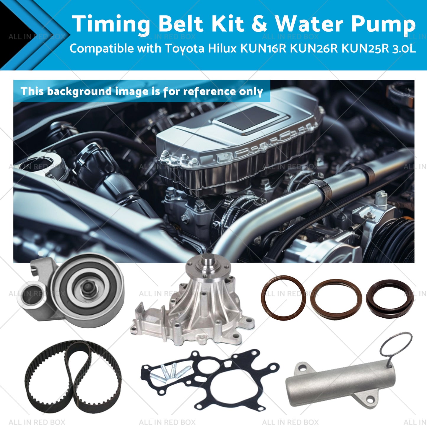 {{ Timing Belt Kit&Water Pump Suitable for Toyota Hilux KUN16R KUN26R 3.0L 05-17 }} - Buy Car Parts Online at {{ Kaka Auto Parts }}.