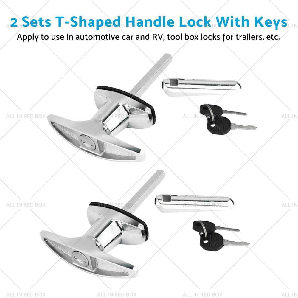 {{ 2 Set Chrome Rear Fixing T Handle Lock W or Key For Trailer Caravan Canopy Toolbox }} - Buy Car Parts Online at {{ Kaka Auto Parts }}.