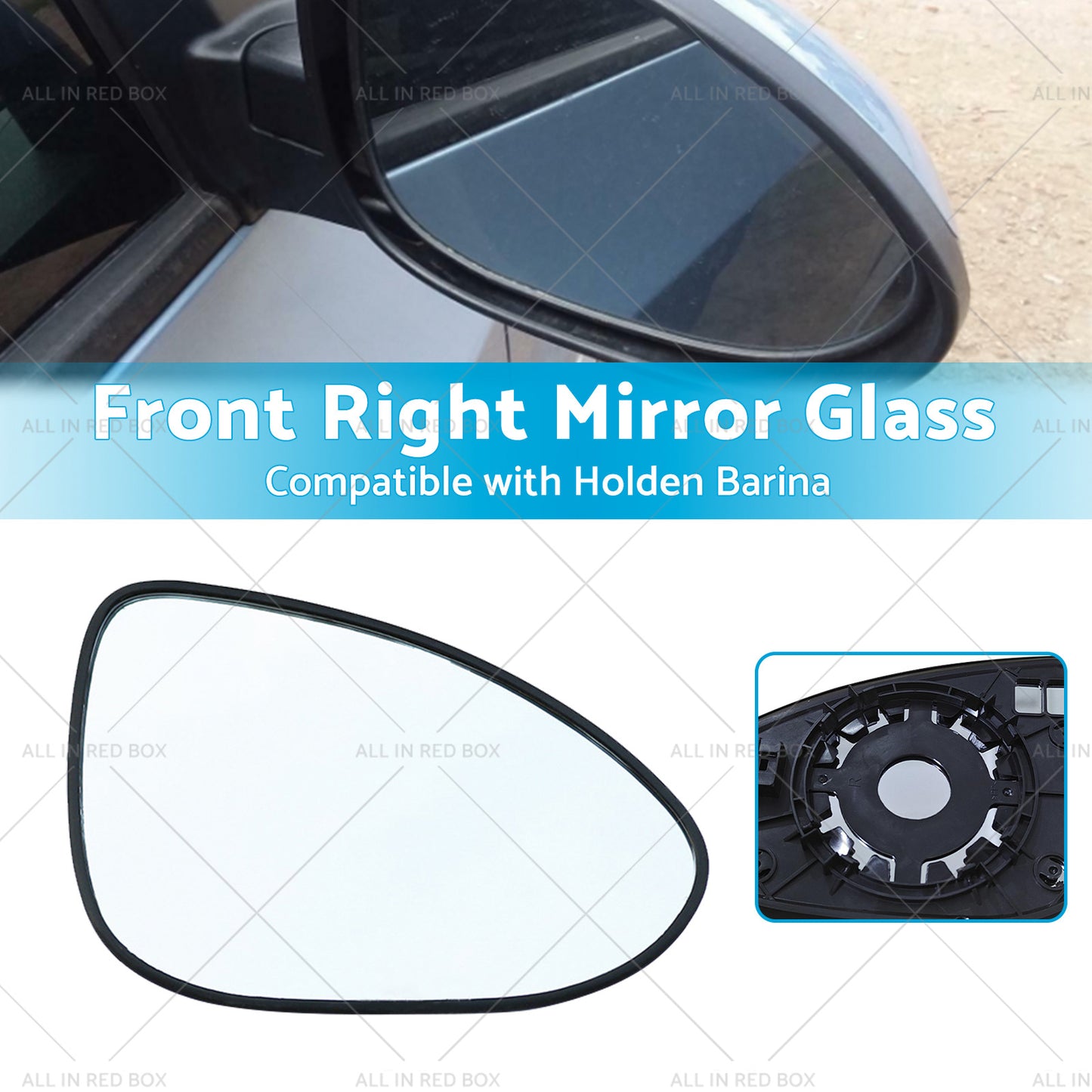 {{ Suitable for Holden Barina 2011-ON Right Mirror Glass With Back Plate NO HEATED }} - Buy Car Parts Online at {{ Kaka Auto Parts }}.
