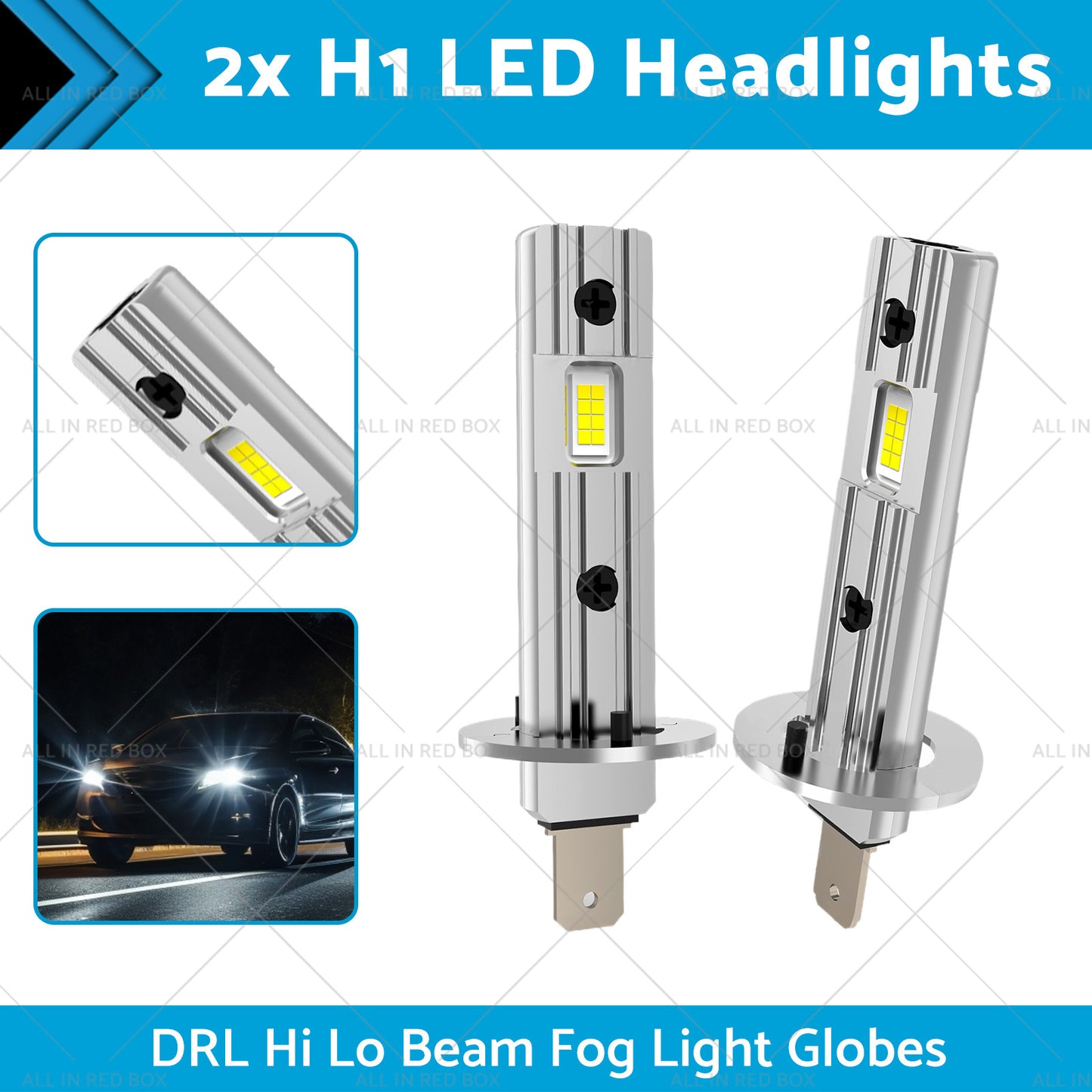 {{ 2x H1 LED Headlights DRL Hi Lo Beam Fog Light Globes 13W 6000K White Lamp Bulbs }} - Buy Car Parts Online at {{ Kaka Auto Parts }}.