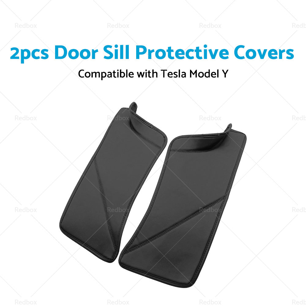 {{ 2PCS PU Rear Door Sill Protector Cover Pad Suitable for Tesla Model Y 2020-2022 }} - Buy Car Parts Online at {{ Kaka Auto Parts }}.