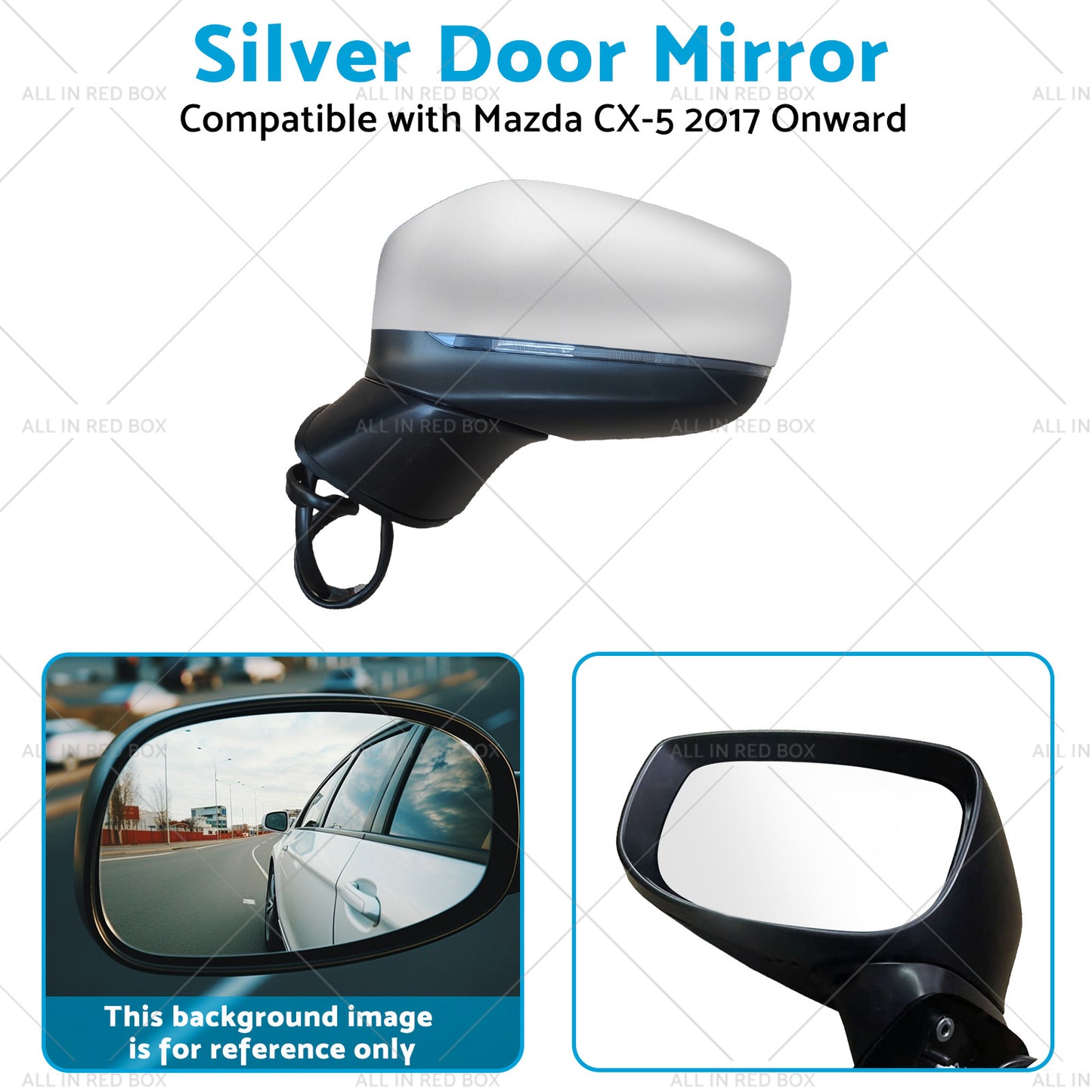 {{ Silver Door Mirror Suitable for Mazda CX-5 2017 Onward With BlindSpot 9 Wires }} - Buy Car Parts Online at {{ Kaka Auto Parts }}.