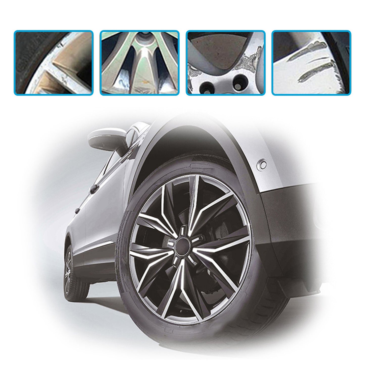 Visbella Wheel Rim Repair Kit for Kerb Scratches and Scuffs – 5x Set with Tools and Gloves