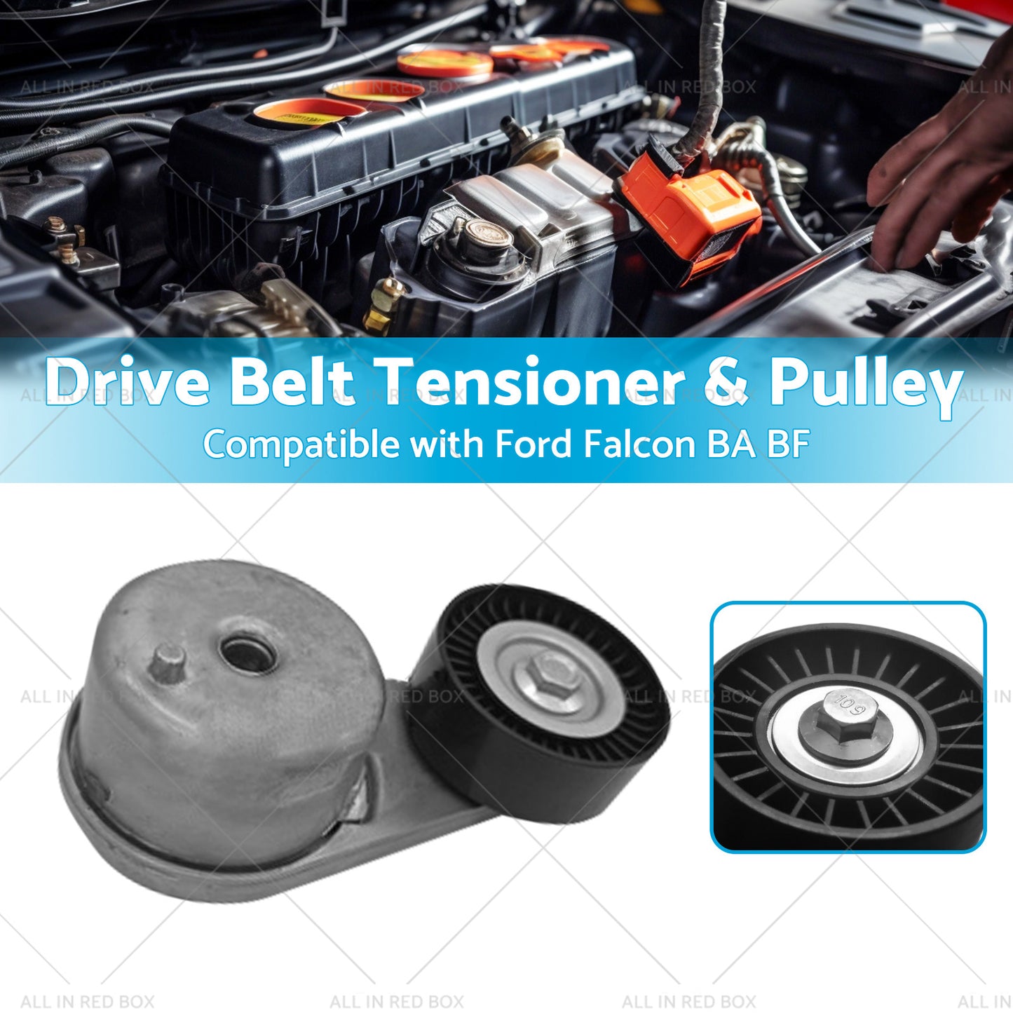 {{ Drive Belt Tensioner and Pulley Suitable for BA6B209A Ford Falcon BA BF FG SX SY }} - Buy Car Parts Online at {{ Kaka Auto Parts }}.