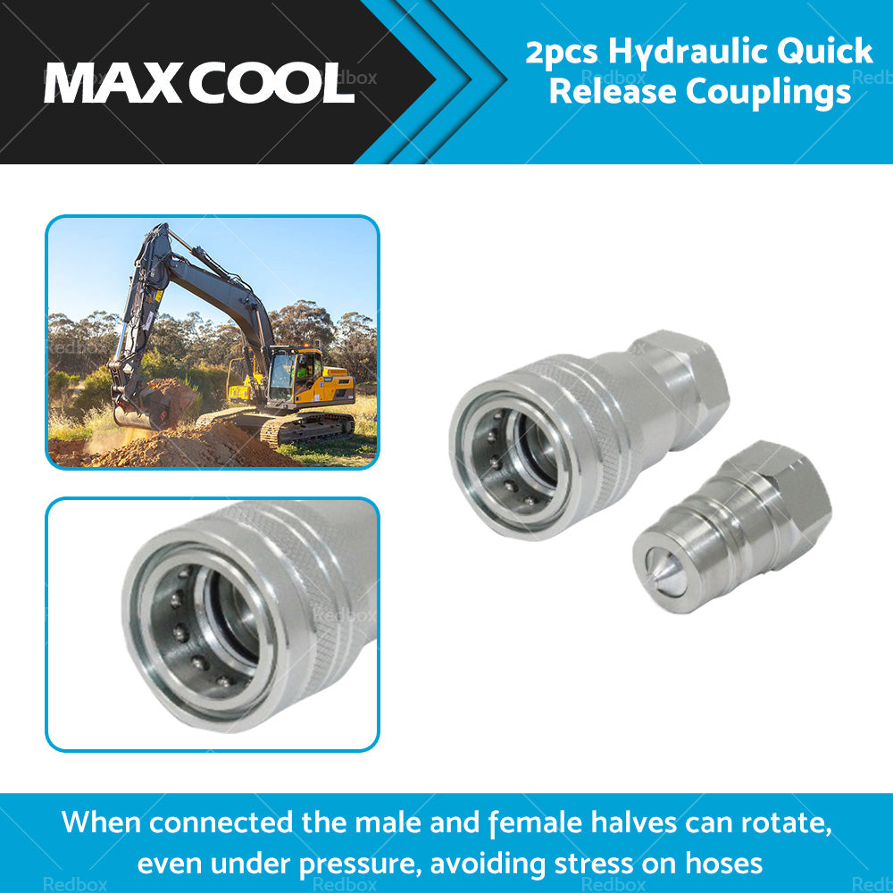 {{ PAIR Hydraulic Quick Release Coupling 1 or 2 inch BSP Set Tractor Loader Male and Female }} - Buy Car Parts Online at {{ Kaka Auto Parts }}.