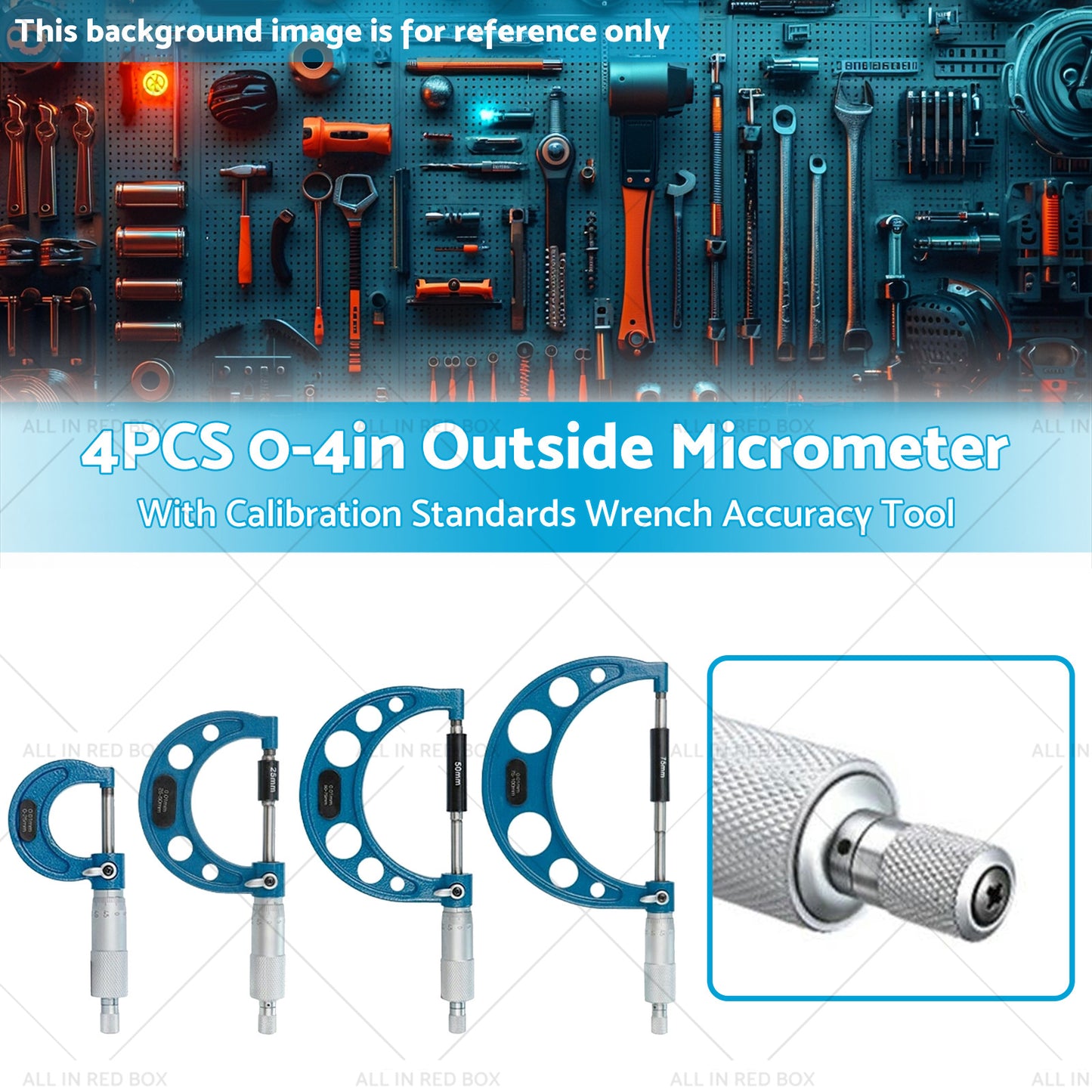 {{ 0-4in Outside Micrometer Set With Calibration Standards Wrench Accuracy Tool }} - Buy Car Parts Online at {{ Kaka Auto Parts }}.