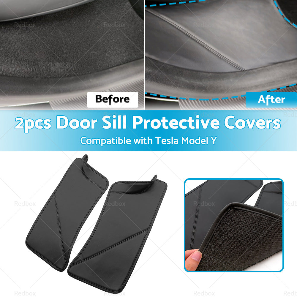 {{ 2PCS PU Rear Door Sill Protector Cover Pad Suitable for Tesla Model Y 2020-2022 }} - Buy Car Parts Online at {{ Kaka Auto Parts }}.