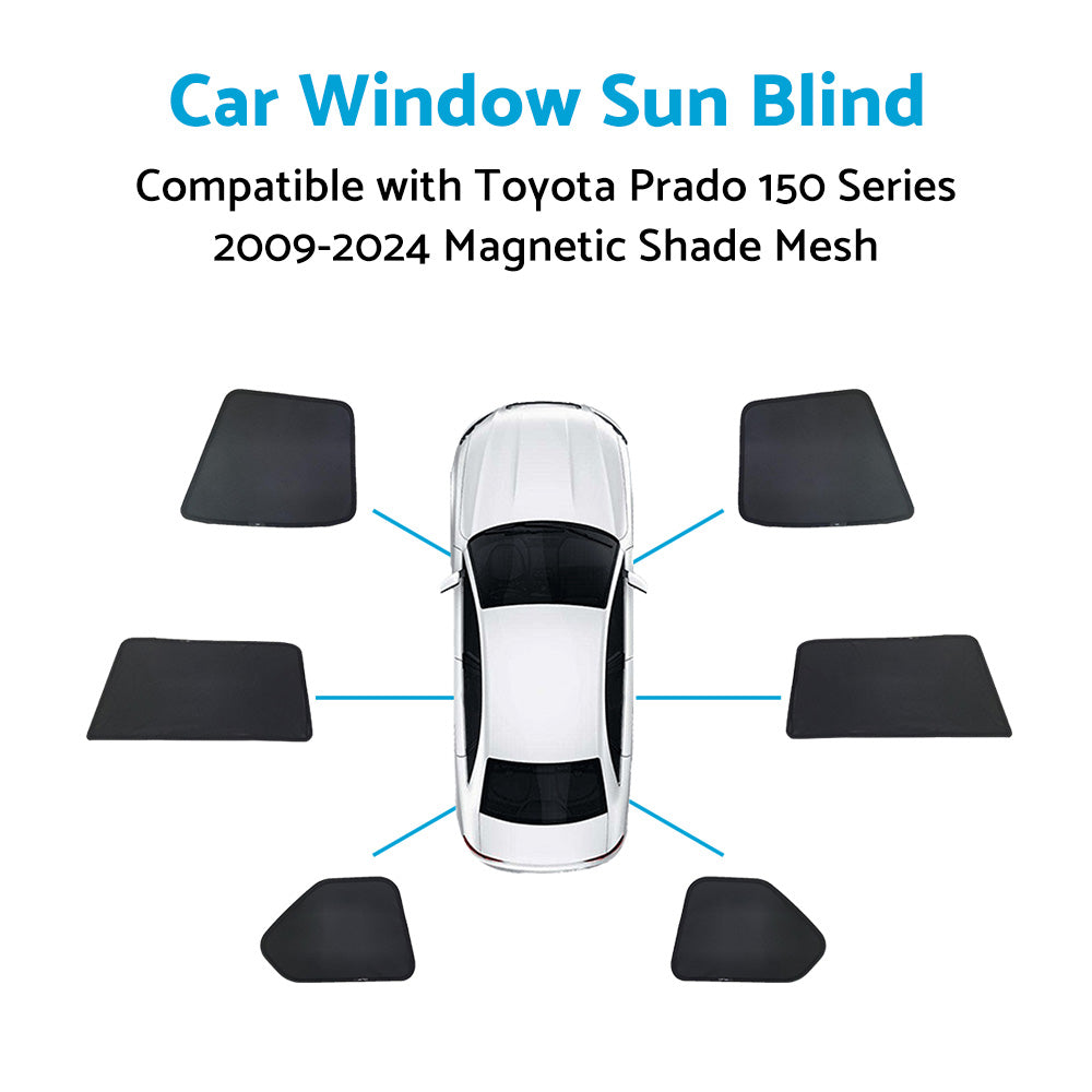 {{ Car Window Sun Blind for Toyota Prado 150 Series 2009-2024 Magnetic Shade Mesh }} - Buy Car Parts Online at {{ Kaka Auto Parts }}.