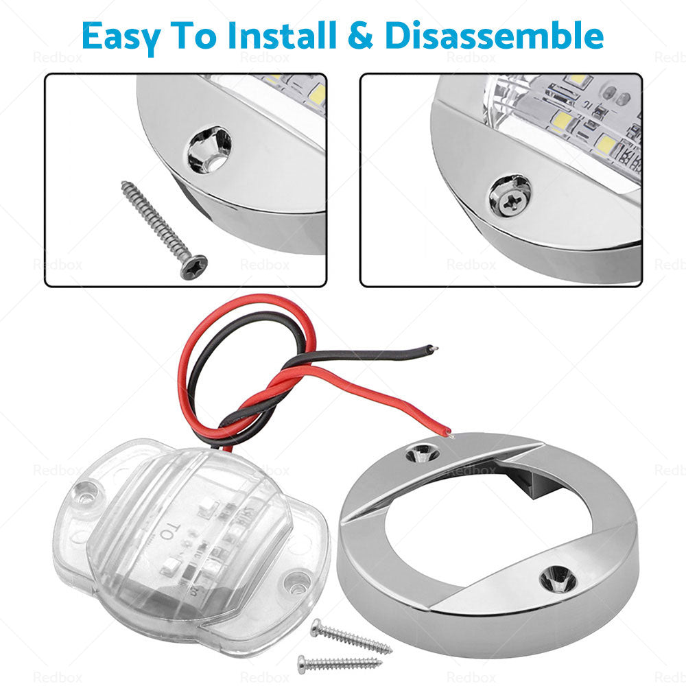 {{ 4X Round LED Marine Boat Cabin Deck Walkway Courtesy Lights White Stern Light }} - Buy Car Parts Online at {{ Kaka Auto Parts }}.