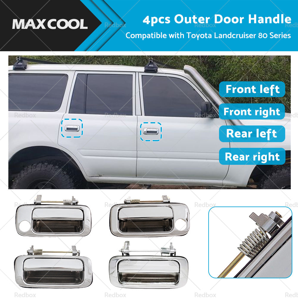 {{ 4X Chrome FRONT REAR OUTER Door Handle Suitable For Toyota Landcruiser 80 Series }} - Buy Car Parts Online at {{ Kaka Auto Parts }}.