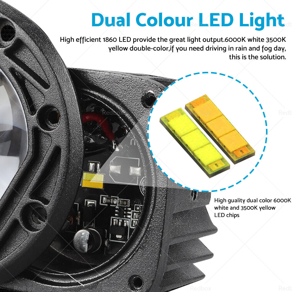 {{ 2x 3inch Flush Mount LED Work Light Bar Reverse Fog Lamp 4WD White Yellow 8D Len }} - Buy Car Parts Online at {{ Kaka Auto Parts }}.