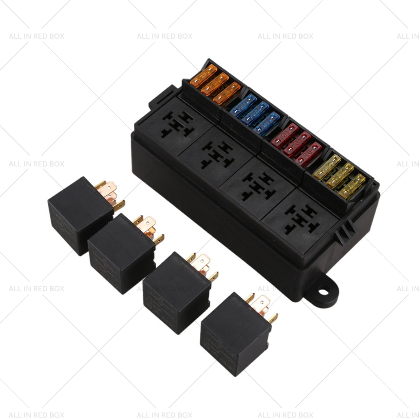 {{ 12 Way Blade Fuse Box 4-Relay Holder and Terminal and Fuse 12V 40A Car Auto Truck 4Pin }} - Buy Car Parts Online at {{ Kaka Auto Parts }}.