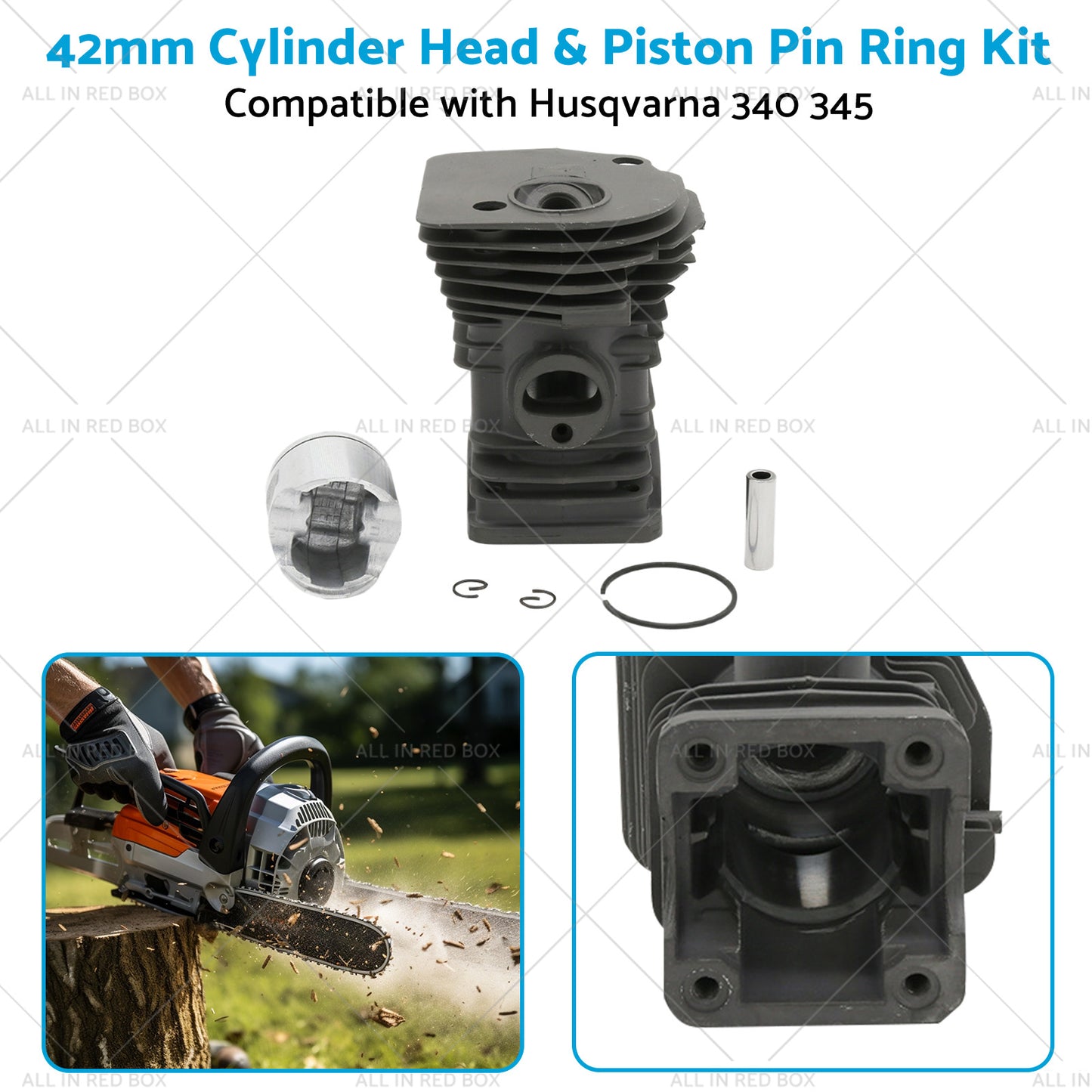 {{ 42mm Cylinder Head and Piston Pin Ring Kit Suitable for Husqvarna 345 340 Chainsaw }} - Buy Car Parts Online at {{ Kaka Auto Parts }}.