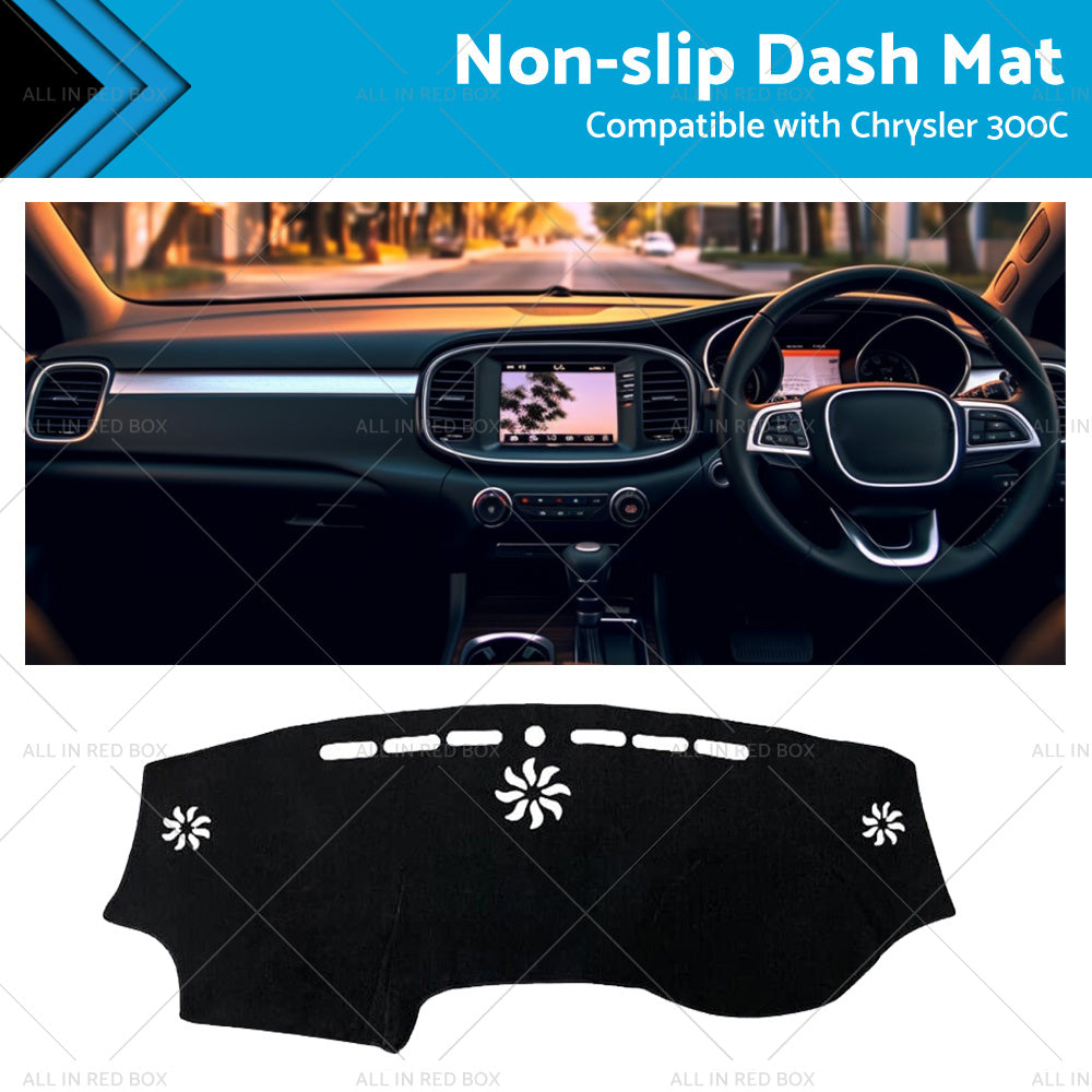 {{ Black Non-Slip Dash Mat Suitable For Chrysler 300C 2012-2022 Dashboard Cover }} - Buy Car Parts Online at {{ Kaka Auto Parts }}.