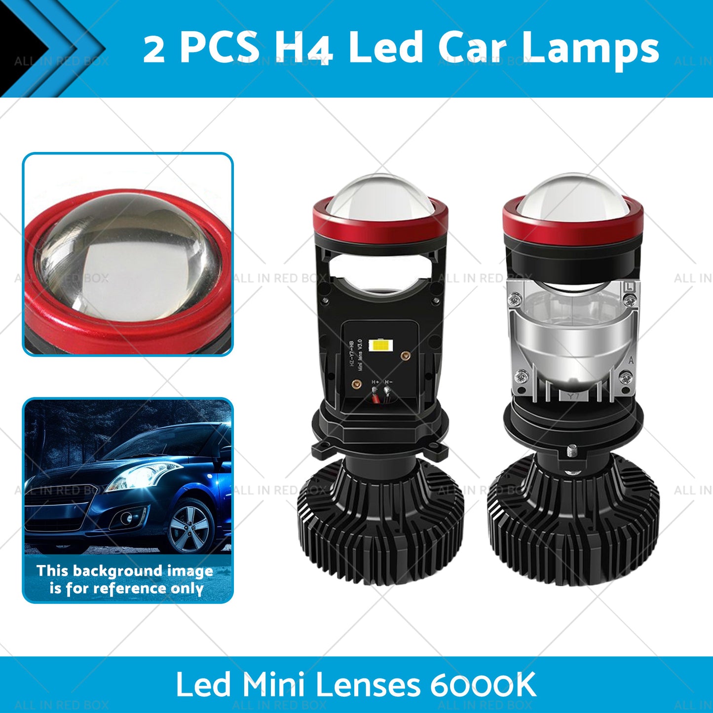 {{ 2x Led Car Lamps H4 Y7D Bi Led Mini Lenses 6000K }} - Buy Car Parts Online at {{ Kaka Auto Parts }}.