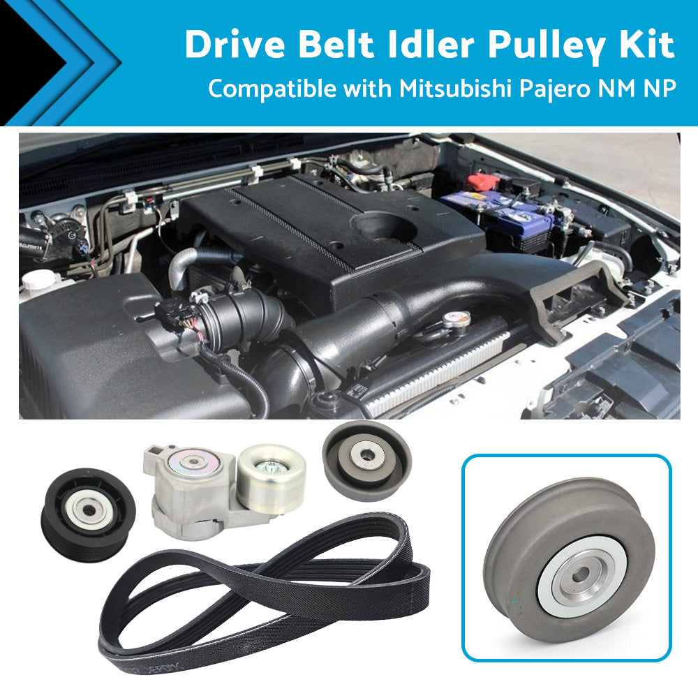 {{ Drive Belt Idler Tensioner Pulley Kit Suitable for Pajero NM NP V6 3. 5L 6G74 }} - Buy Car Parts Online at {{ Kaka Auto Parts }}.