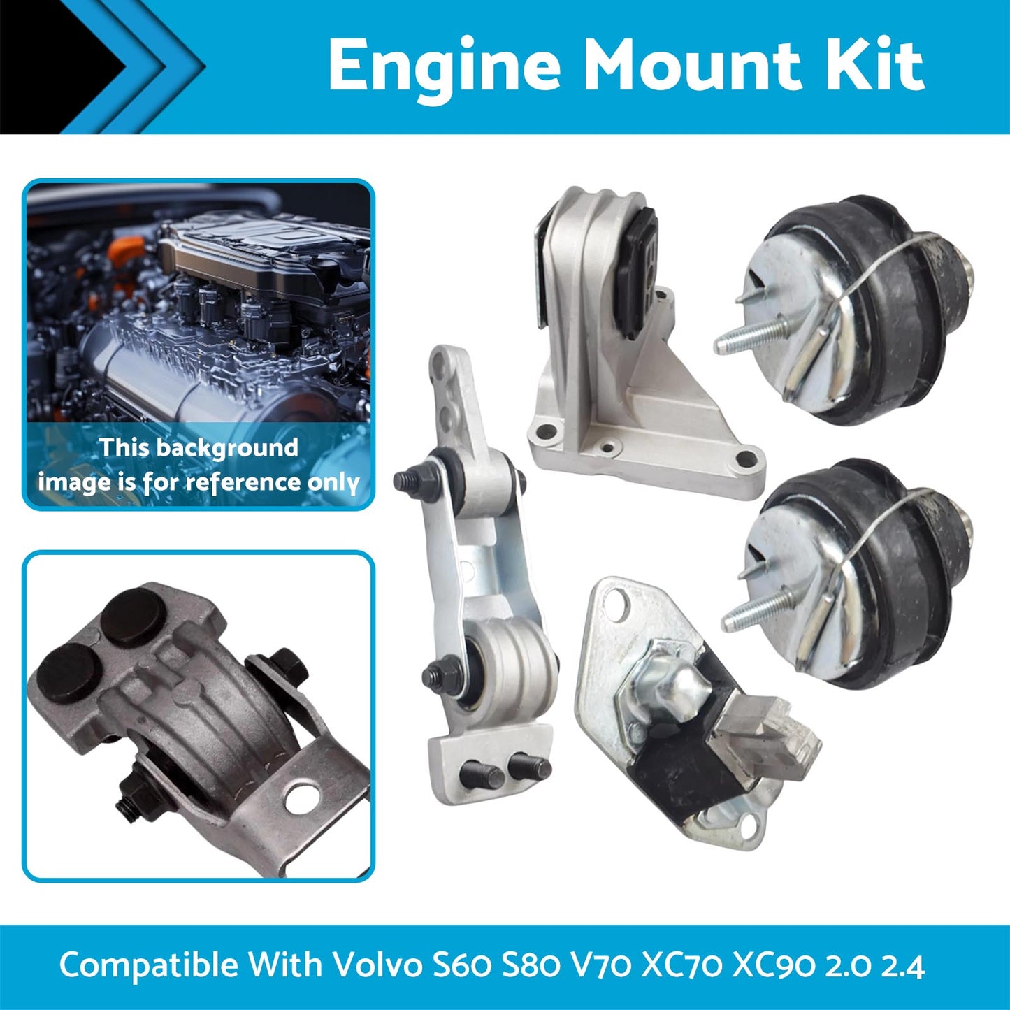 {{ Engine Mount Kit Suitable For Volvo S60 S80 V70 285 XC70 XC90 275 2.0 2.4 2.5 }} - Buy Car Parts Online at {{ Kaka Auto Parts }}.