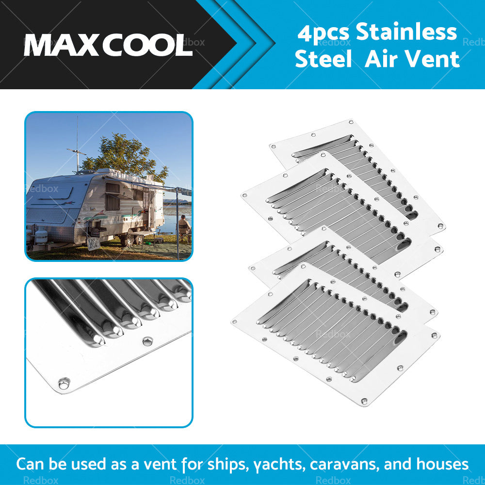 {{ 4pcs Stainless Steel Rectangular Air Vent For Caravan Boat Wall Eave 228x127mm }} - Buy Car Parts Online at {{ Kaka Auto Parts }}.