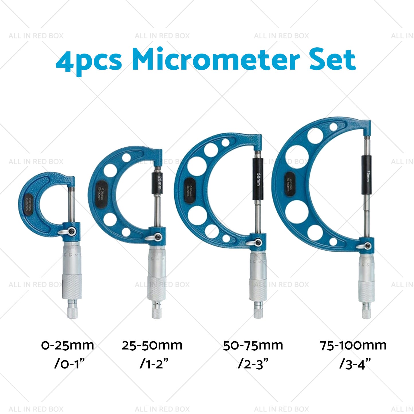 {{ 0-4in Outside Micrometer Set With Calibration Standards Wrench Accuracy Tool }} - Buy Car Parts Online at {{ Kaka Auto Parts }}.