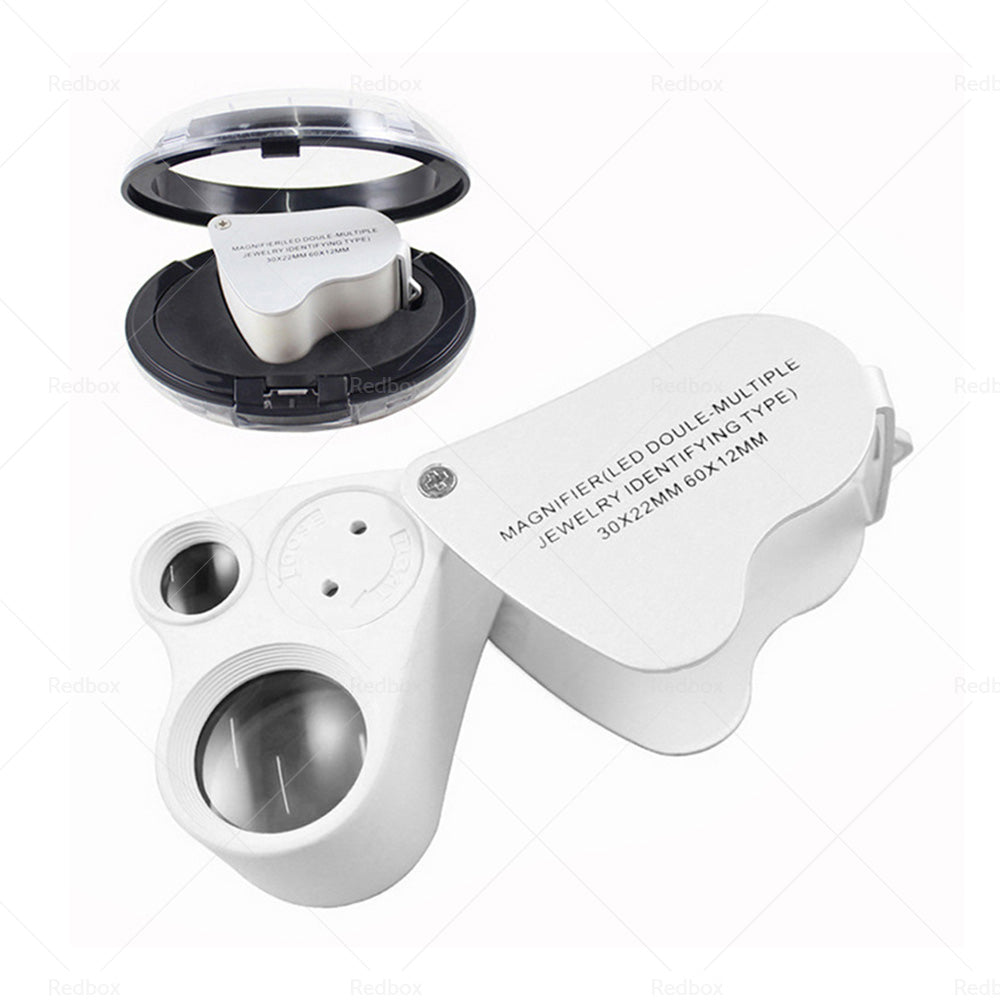 {{ 30X 60X Jewelry Loupe LED Lighted Illuminated Jewelers Eye Loop 2 Lens Magnifier }} - Buy Car Parts Online at {{ Kaka Auto Parts }}.
