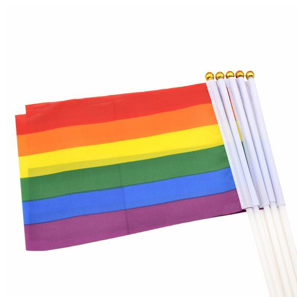 100x Small Rainbow Pride Flags Suitable For Gay, Lesbian & LGBT ¡§C 14x21cm Mini Hand Waving Flags