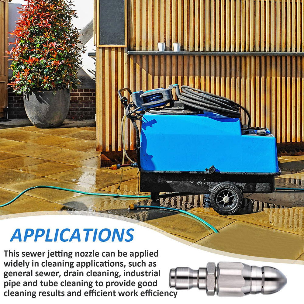 Stainless Steel Sewer Jetter Nozzle For Pressure Washer Suitable For 1in or 4in Drain Connection