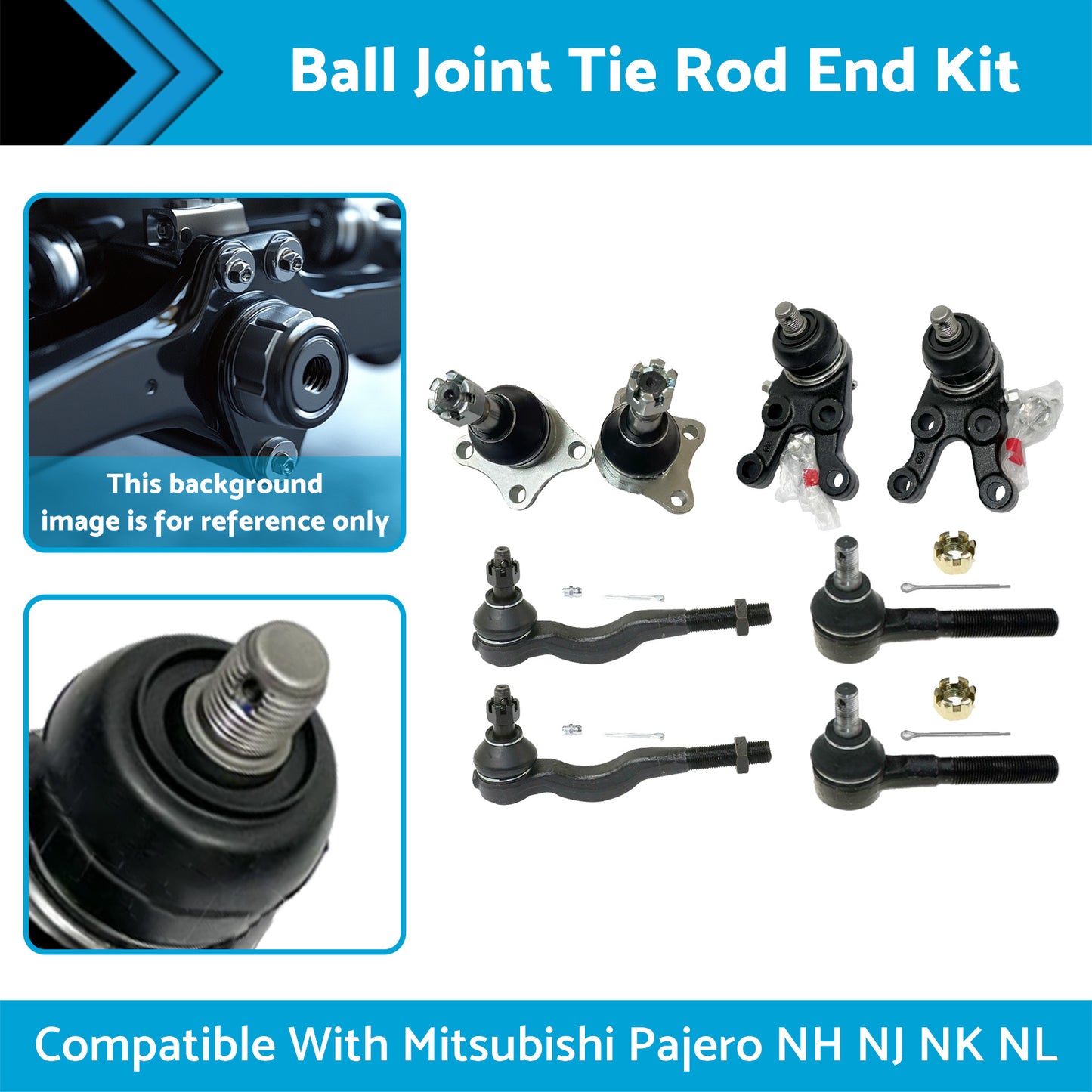 {{ Ball Joint Tie Rod End Kit Suitable for Mitsubishi Pajero NH NJ NK NL 4WD 91-00 }} - Buy Car Parts Online at {{ Kaka Auto Parts }}.