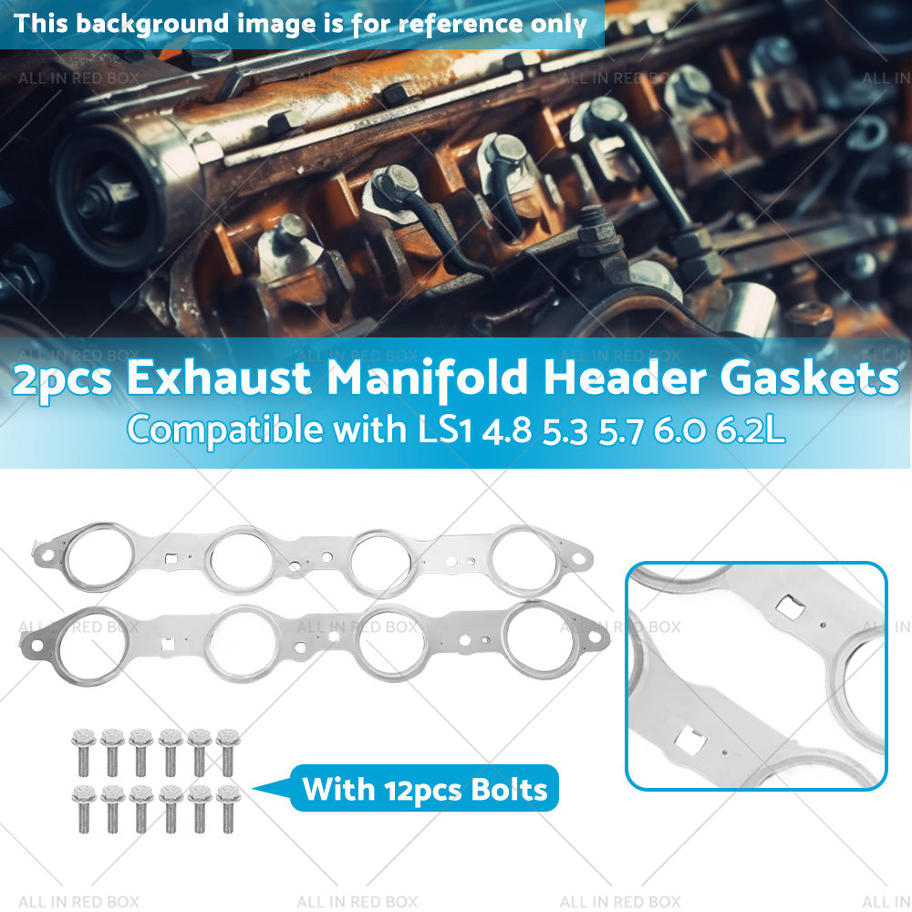 {{ 1 Pair Exhaust Manifold Header Gasket Suitable For LS LS1 4. 8 5. 3 5. 7 6. 0 6. 2L }} - Buy Car Parts Online at {{ Kaka Auto Parts }}.