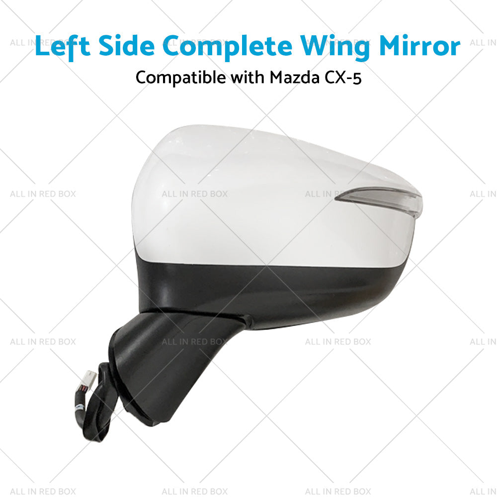 {{ LH Door Wing Mirror Suitable for Mazda CX-5 2015-2016 No BlindSpot 8 Wires White }} - Buy Car Parts Online at {{ Kaka Auto Parts }}.