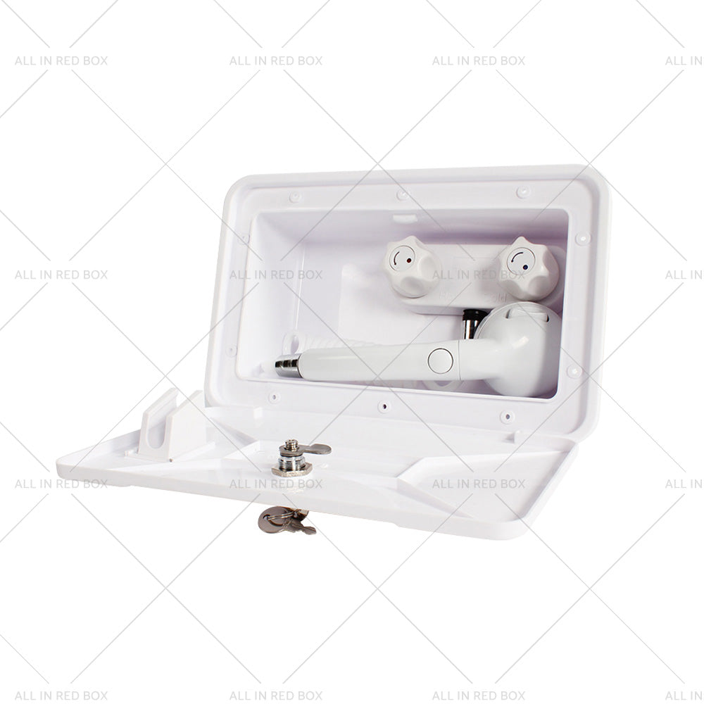 {{ 1 Set External RV Caravan Shower Box Exterior Faucet Camper Trailer Boat White }} - Buy Car Parts Online at {{ Kaka Auto Parts }}.
